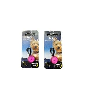 Nite Ize PetLit Collar Light Pink LED Clip-On Dog Safety Light NEW Lot of 2